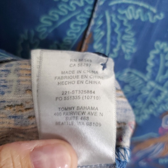 Tommy Bahama Silk Hawaiian Button Up Shirt Mens XL Blue Palm Tree Hula Dancer - Picture 11 of 16